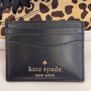 Kate Spade Madison Saffiano Leather Small Slim Card Holder
COLOR: Black 
NWT